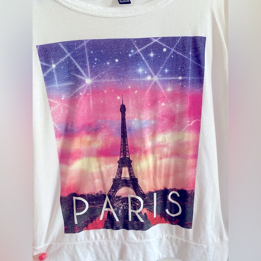 Y2K Forever 21 Paris sunset Eiffel Tower long sleeve shirt